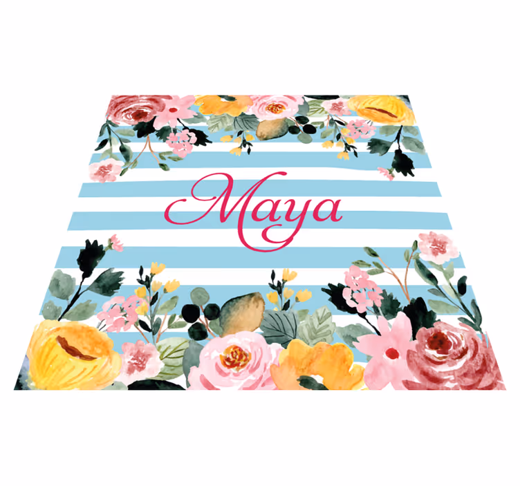 Custom botanical design bedroom vinyl carpet - TenStickers