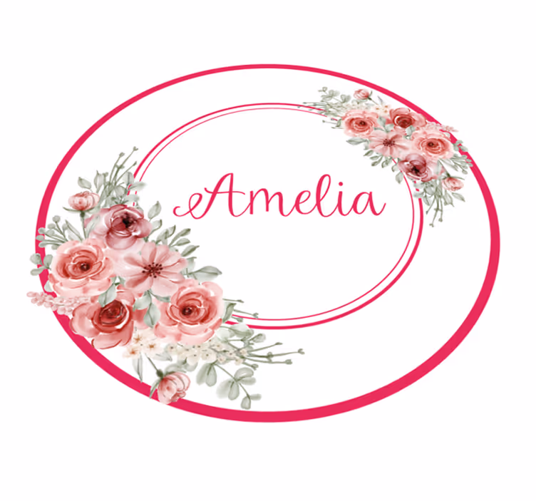Floral monogram with name bedroom vinyl carpet - TenStickers