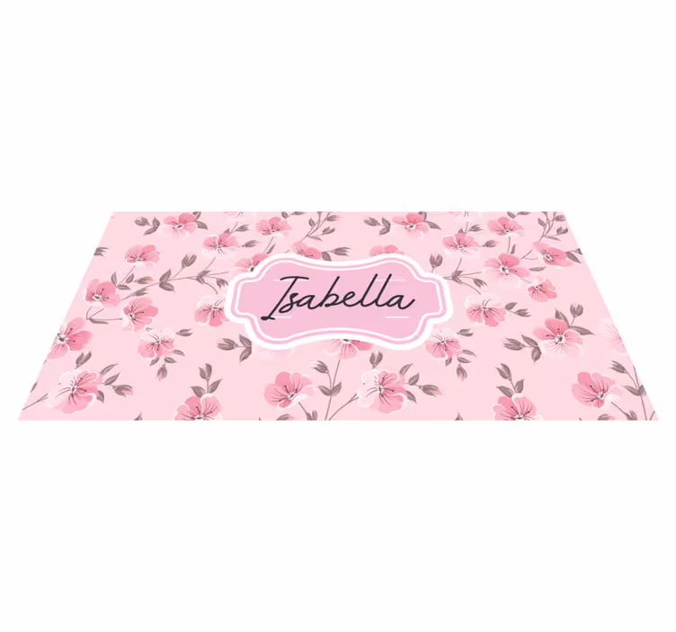 Pink floral design with name teen vinyl carpet - TenStickers