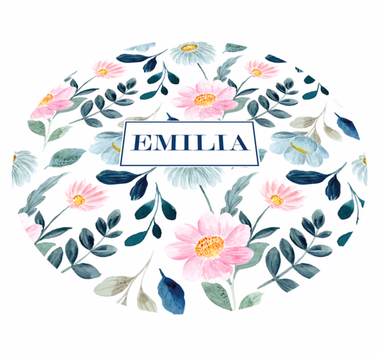 Floral name personalisation bedroom vinyl carpet - TenStickers
