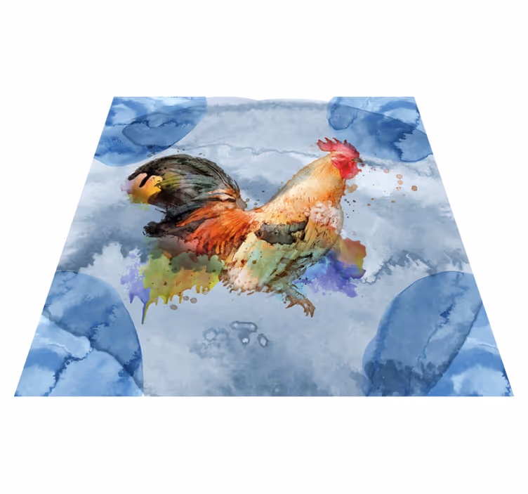 Aquarella rooster animal vinyl carpet - TenStickers