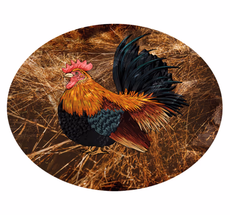 Animal print vinyl carpet with colorful rooster design - TenStickers