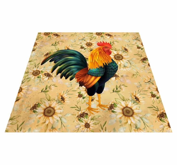 Porud rooster floral vinyl carpet - TenStickers