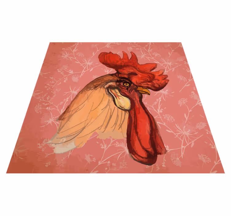 Animal print vinyl carpet with rooster floral design - TenStickers