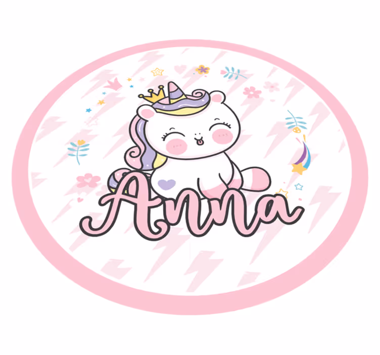 Baby unicorn with name kids vinyl carpet - TenStickers