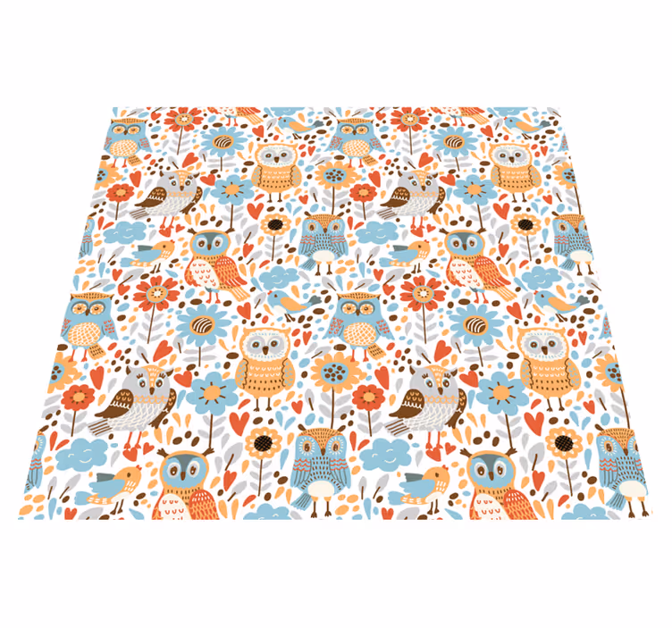 Charming owl pattern animal vinyl carpet - TenStickers