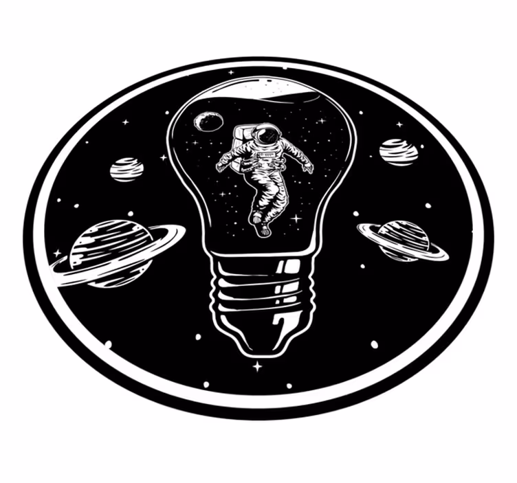 Cosmonaut in Lightbulb star vinyl carpet - TenStickers
