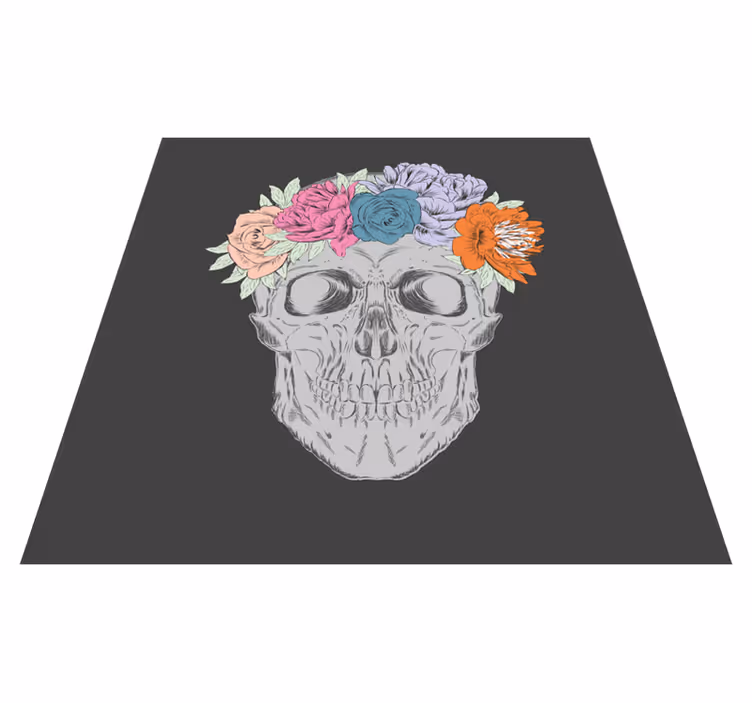 Floral Skull Art teen vinyl carpet - TenStickers