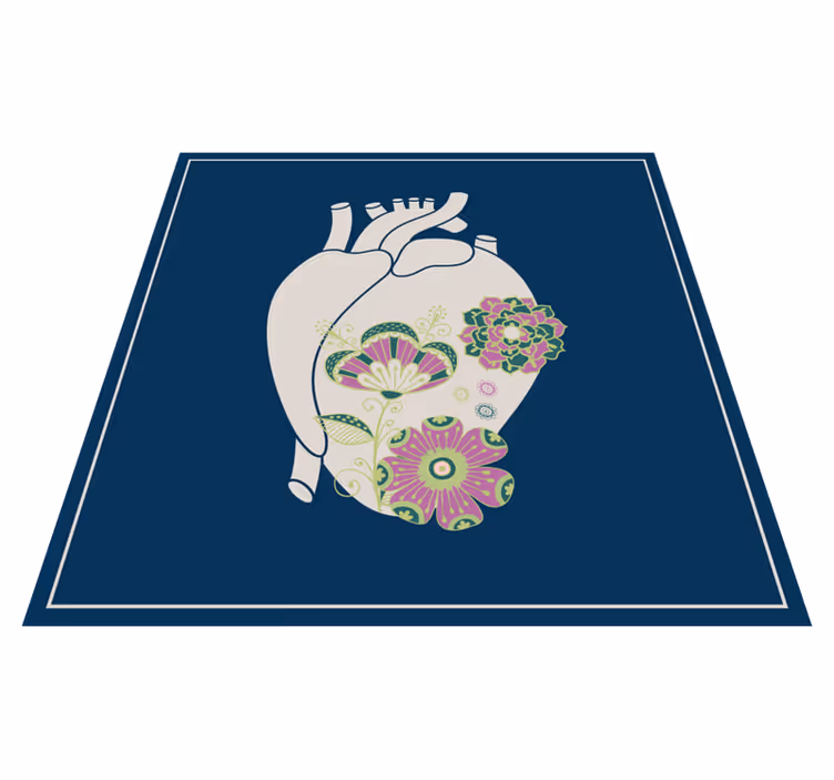 Heart Floral Pattern nordic vinyl carpet - TenStickers