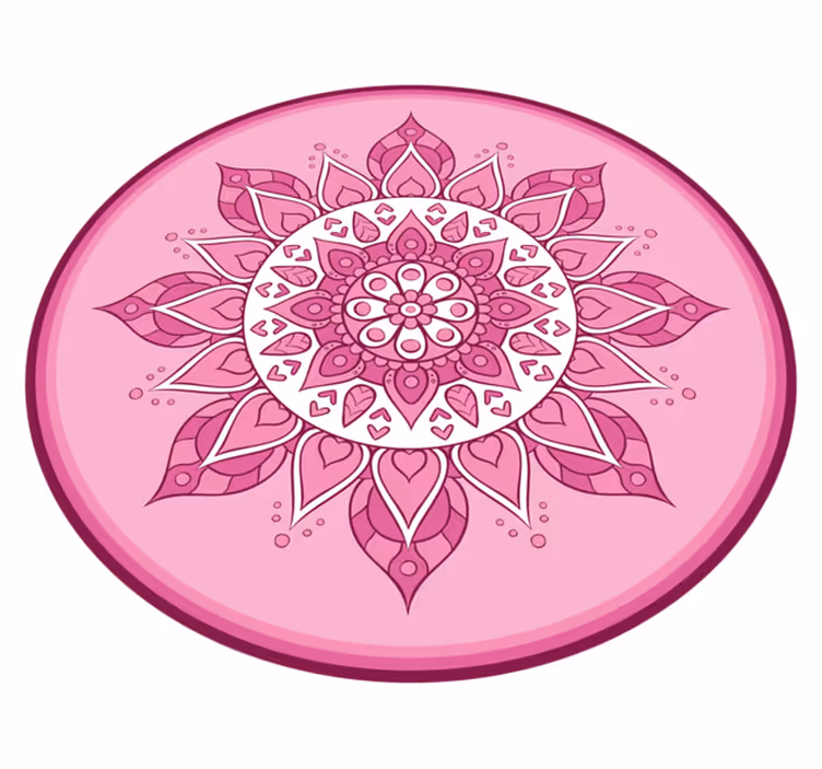 Pink Floral Meditation mandala vinyl carpet - TenStickers
