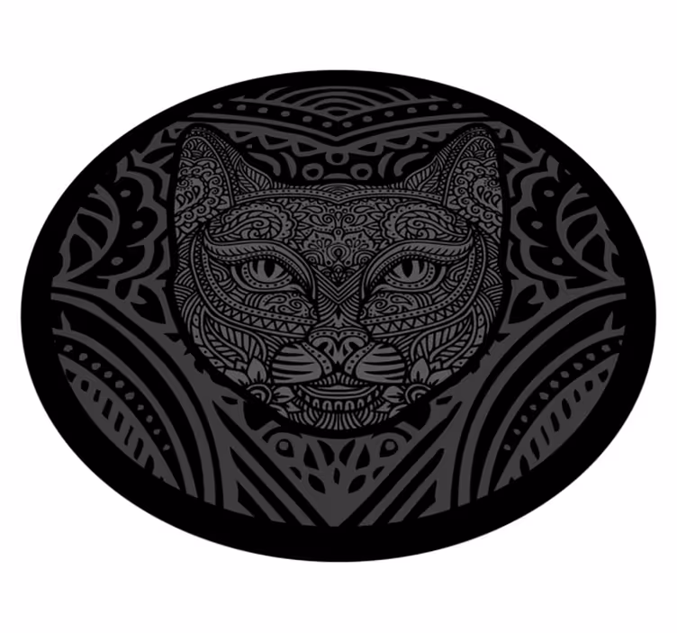 Black cat face animal vinyl carpet - TenStickers