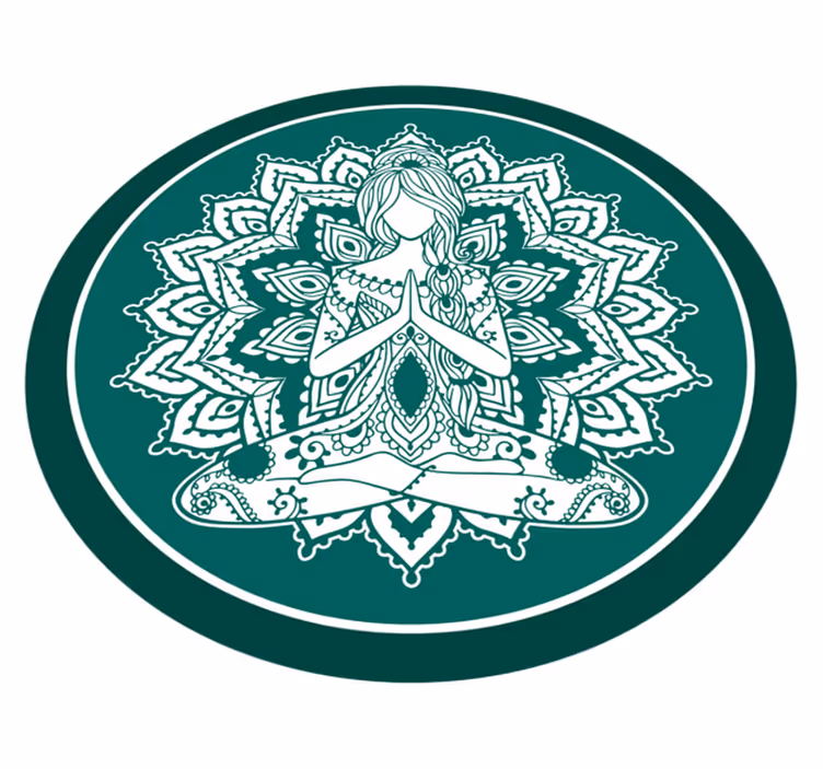 Meditative green art mandala vinyl carpet - TenStickers