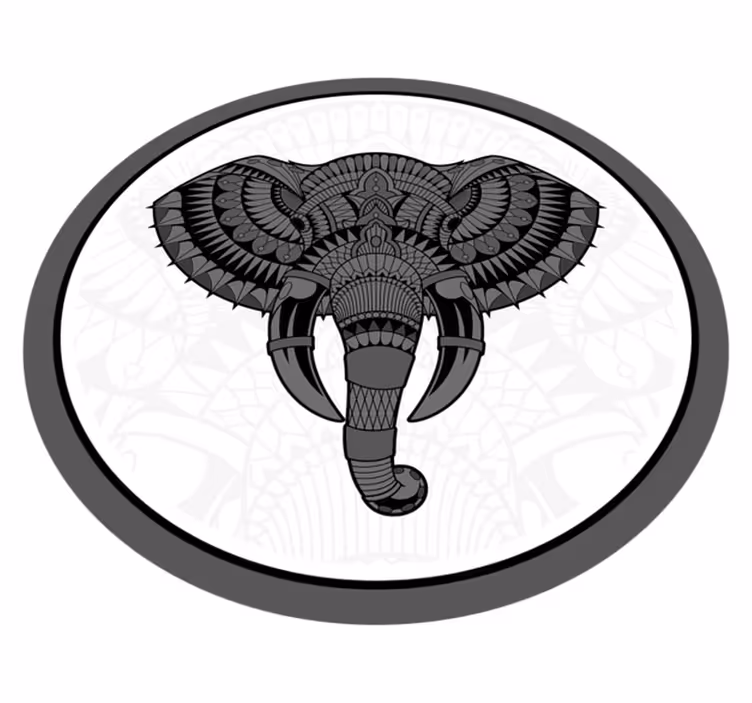 Elephant grey mandala animal vinyl carpet - TenStickers