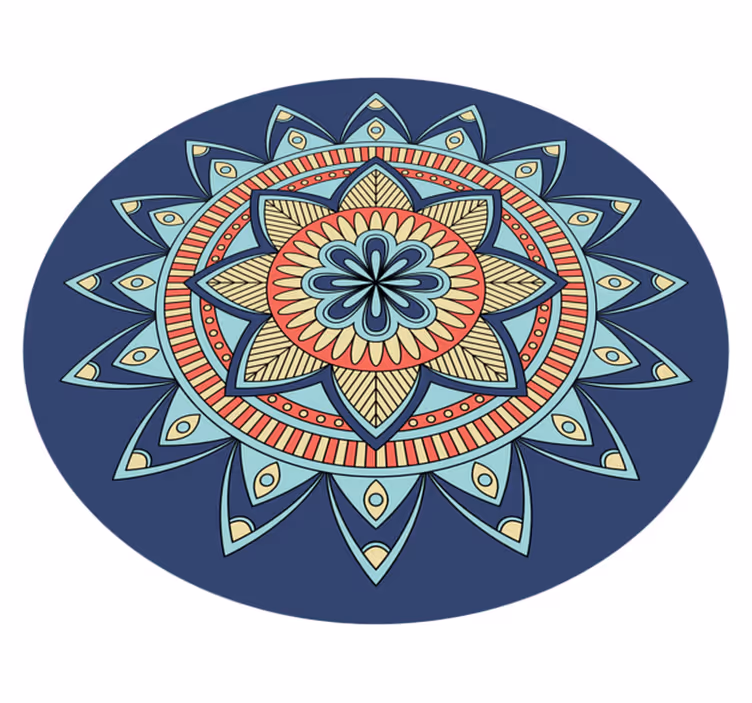 Blue vibrant shades mandala vinyl carpet - TenStickers