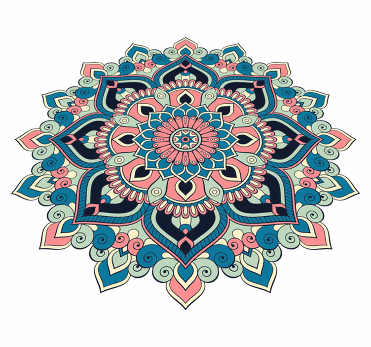 Mandala vinyl carpet with vibrant floral design - TenStickers