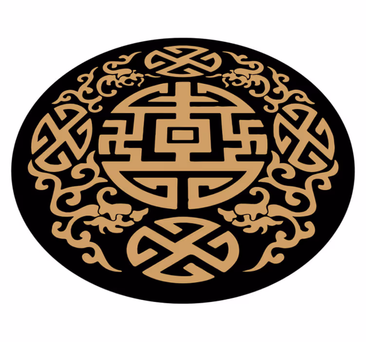 Cultural Symbol Motif circular vinyl carpet - TenStickers