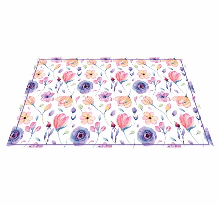 Floral vinyl carpet floral watercolor design - TenStickers