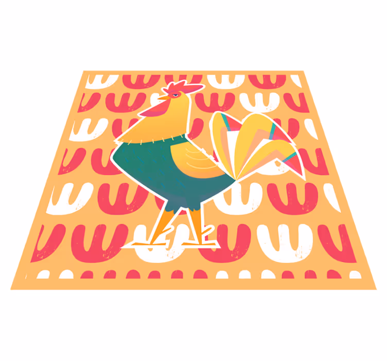 Colorful Rooster Art animal vinyl carpet - TenStickers
