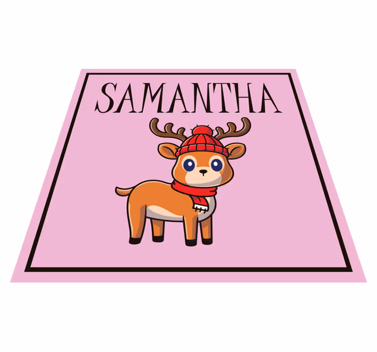 Baby Reindeer with name Christmas vinyl carpet - TenStickers