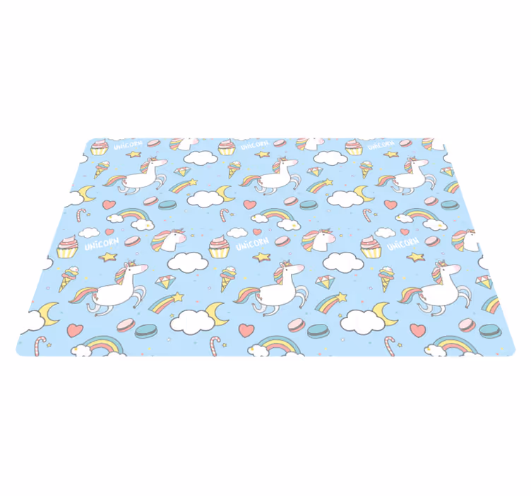 Blue unicorn fantasy kids vinyl carpet - TenStickers