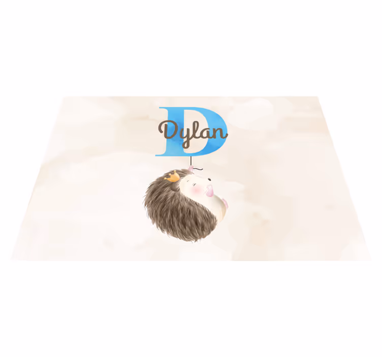 Cute Hedgehog Initial custom vinyl carpet - TenStickers