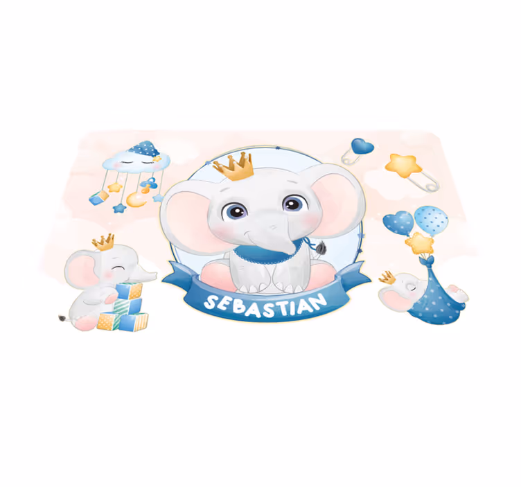 CROWNED ELEPHANT PLAYMATE custom vinyl carpet - TenStickers