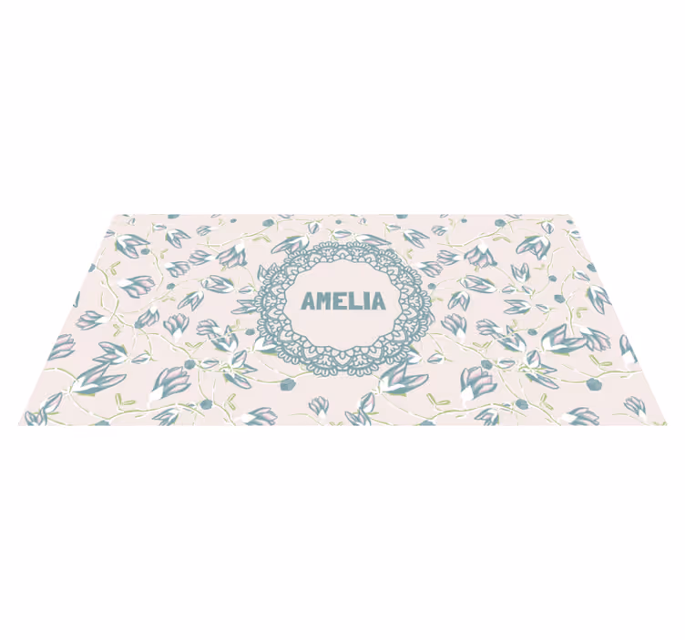 Floral design with name bedroom vinyl carpet - TenStickers