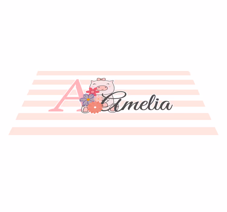 Cute Pig Illustration custom vinyl carpet - TenStickers
