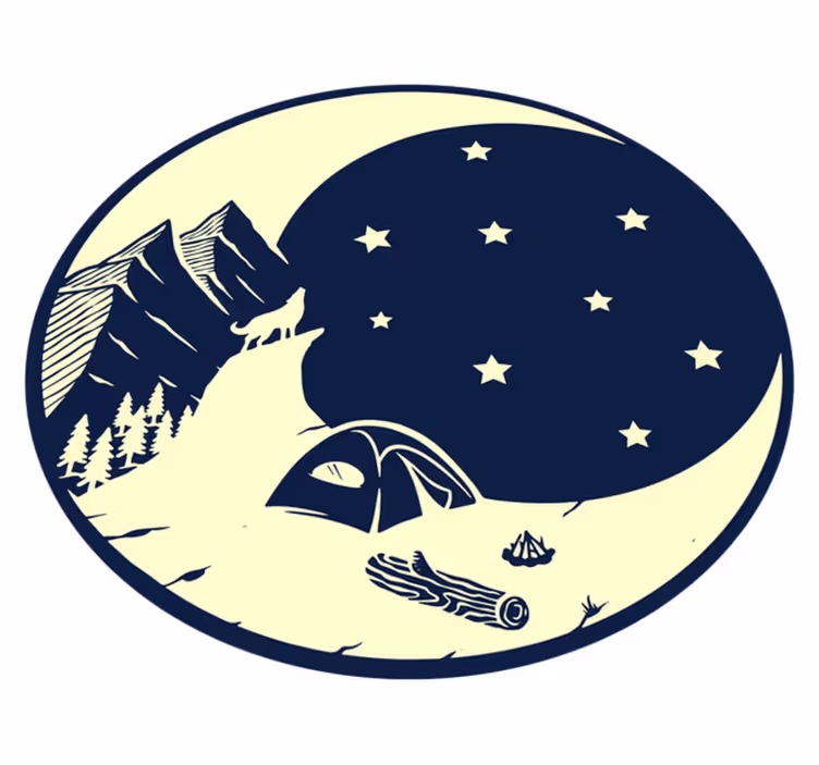 Moonlit Camping Scene nature vinyl carpet - TenStickers