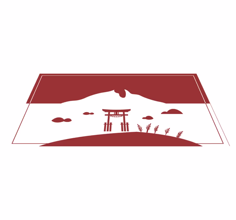 Japanese Landscape world map vinyl carpet - TenStickers