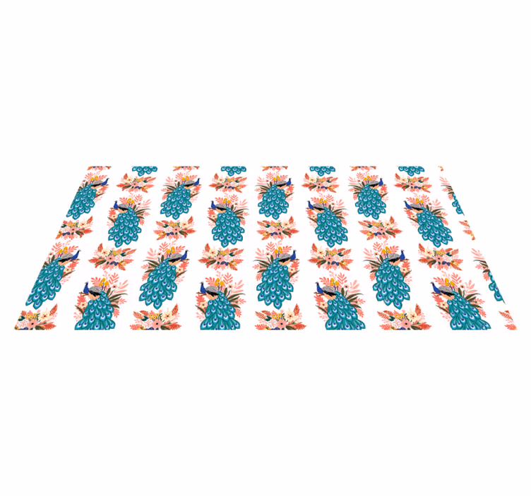 Floral vinyl carpet peacock floral design - TenStickers