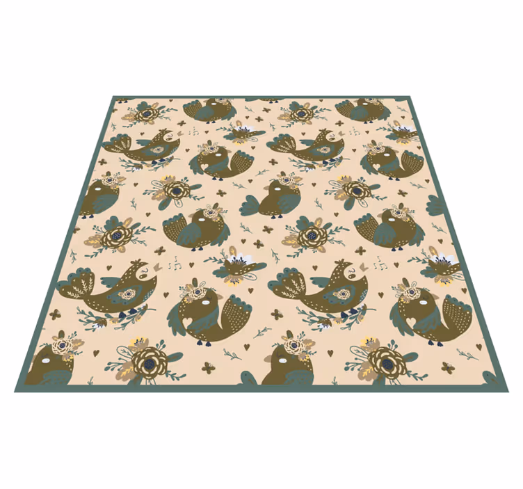 Whimsical Bird Patterns floral vinyl carpet - TenStickers