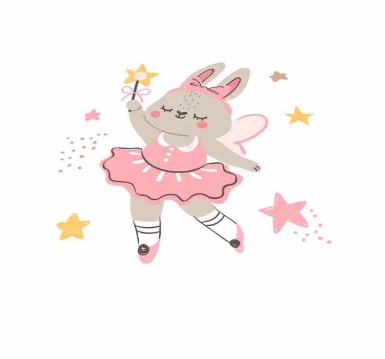 Dancing rabbit with wand kids vinyl carpet - TenStickers