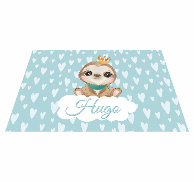 Baby sloth with name nursery vinyl carpet - TenStickers