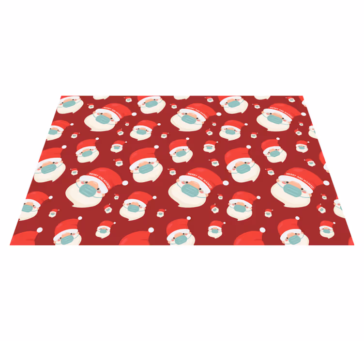 Festive Santa Faces Christmas vinyl carpet - TenStickers