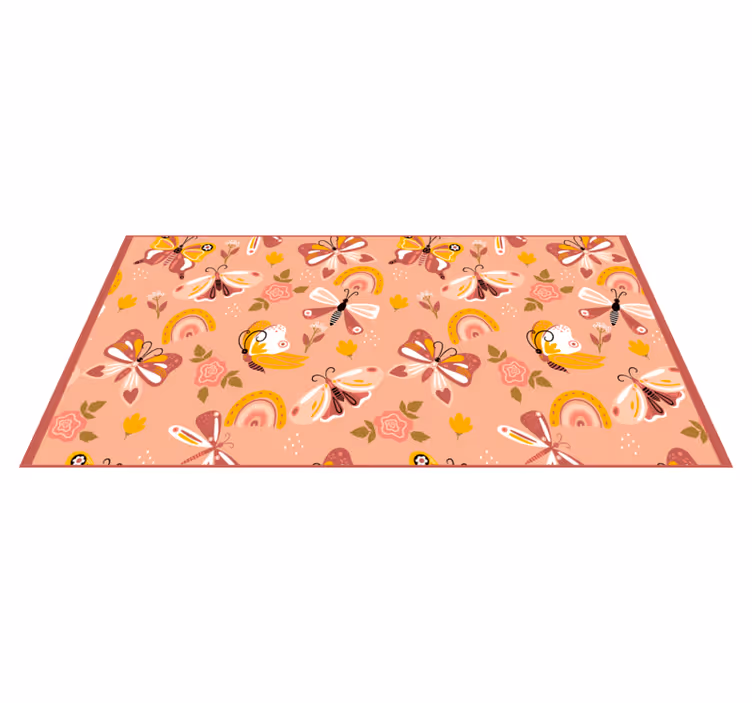 Colorful Floral Butterflies nursery vinyl carpet - TenStickers