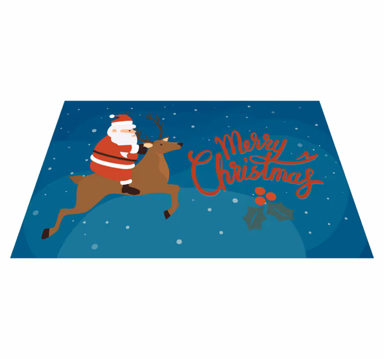 Santa Riding Reindeer Christmas vinyl carpet - TenStickers