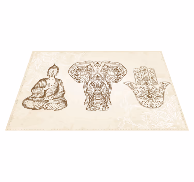 Buddha Elephant Hand mandala vinyl carpet - TenStickers