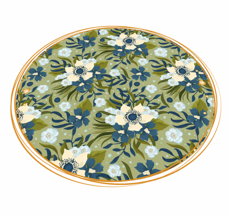 Round Flourishing Motif floral vinyl carpet - TenStickers