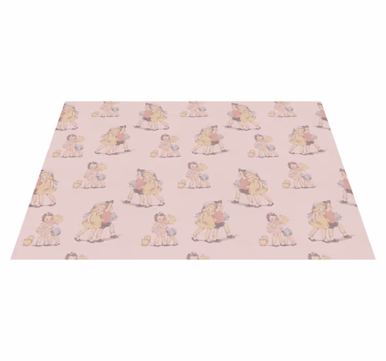Retro Playful Friends kids vinyl carpet - TenStickers
