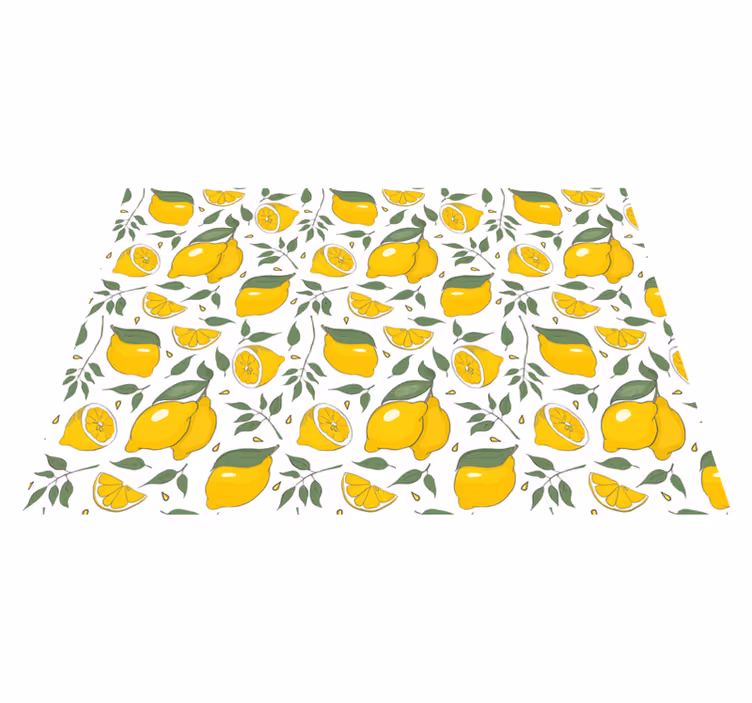 Lemon floral pattern kitchen vinyl carpet - TenStickers