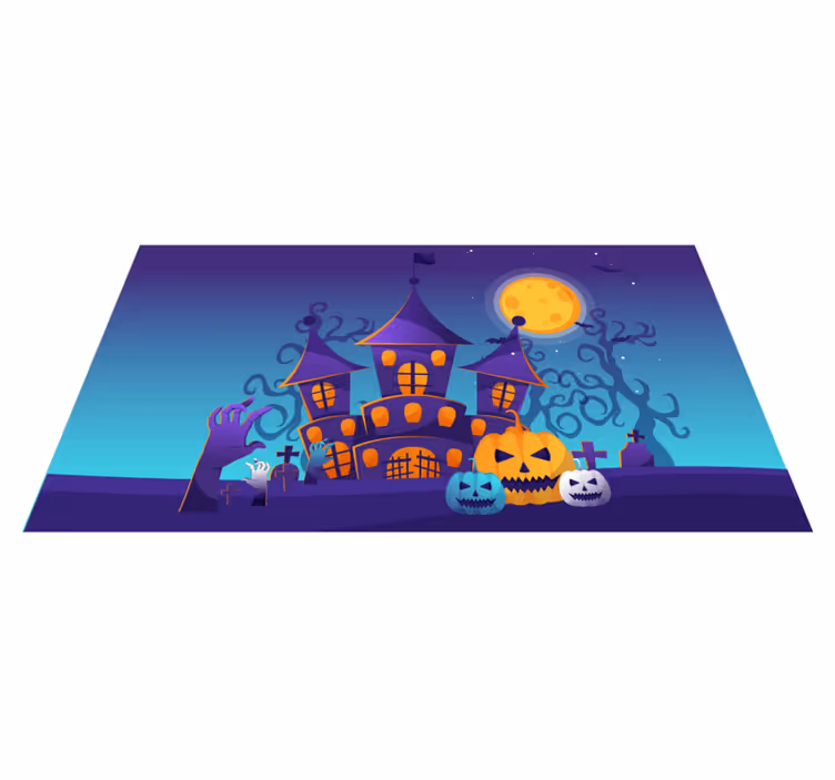 Haunted Castle Scene halloween vinyl carpet - TenStickers