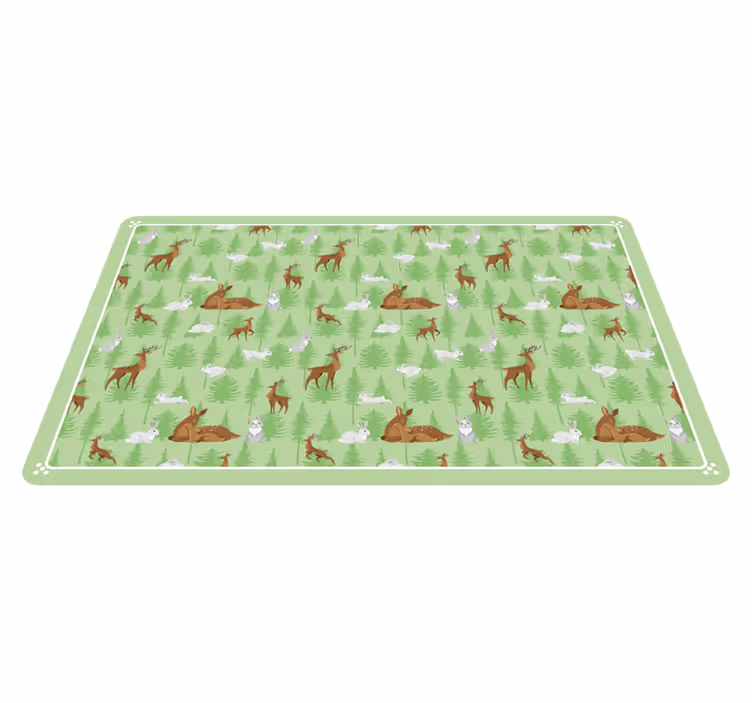 Green forest creatures animal vinyl carpet - TenStickers