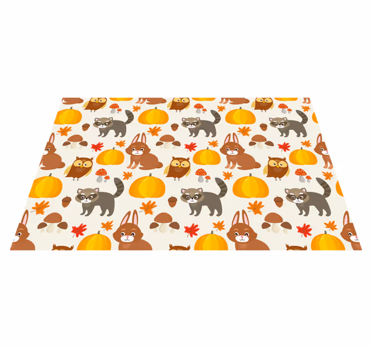 Autumn Animal Characters nursery vinyl carpet - TenStickers