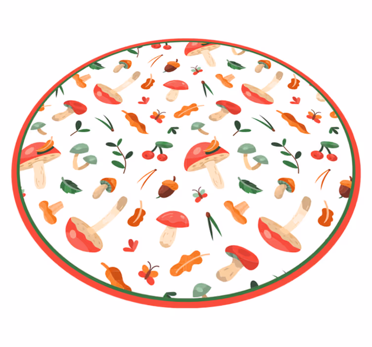 Mushroom flower illustration floral vinyl carpet - TenStickers