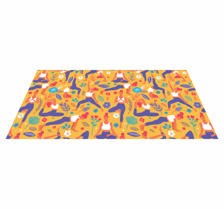 Vibrant Yoga Motifs teen vinyl carpet - TenStickers