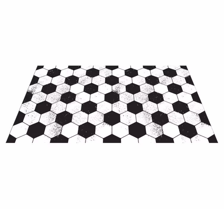 Black and white hexagonal geometric vinyl carpet - TenStickers