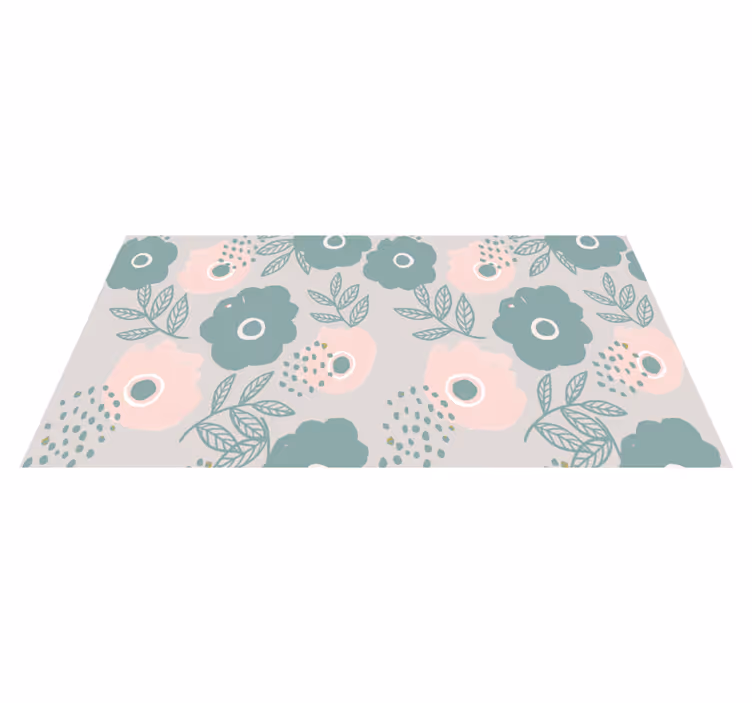 Floral vinyl carpet with botanical leaf design - TenStickers