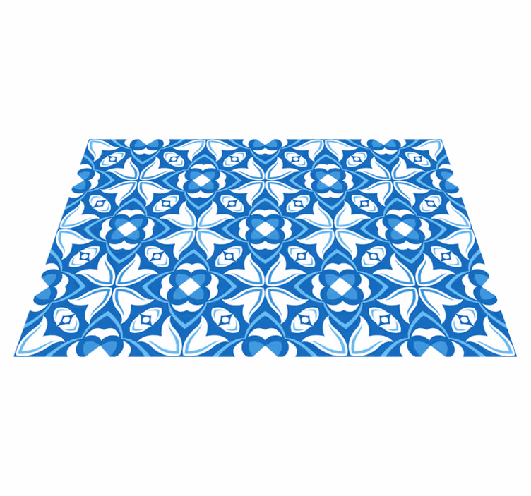 Azure Blossom Motif tile vinyl carpet - TenStickers