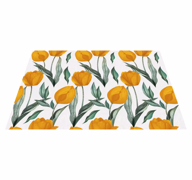Bright Yellow Tulips floral vinyl carpet - TenStickers
